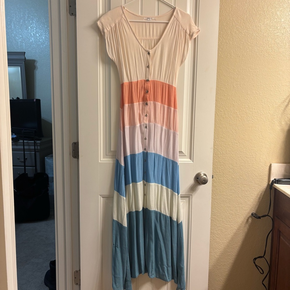 O'Neill Cream and Orange Maxi Dress
